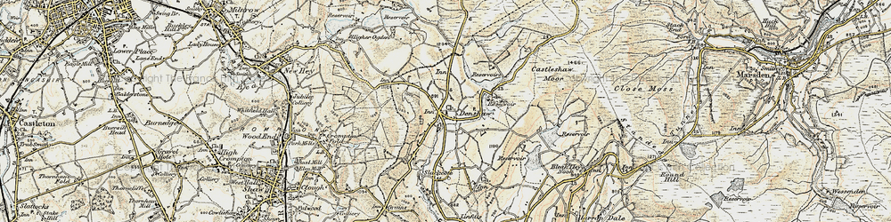 Old map of Denshaw in 1903