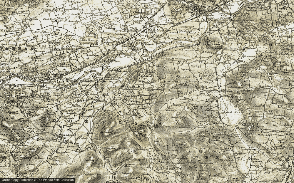 Old Map of Historic Map covering Bogenraith in 1908-1909
