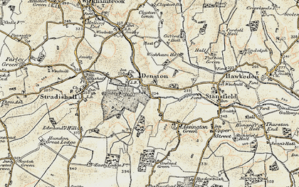 Old map of Denston in 1899-1901