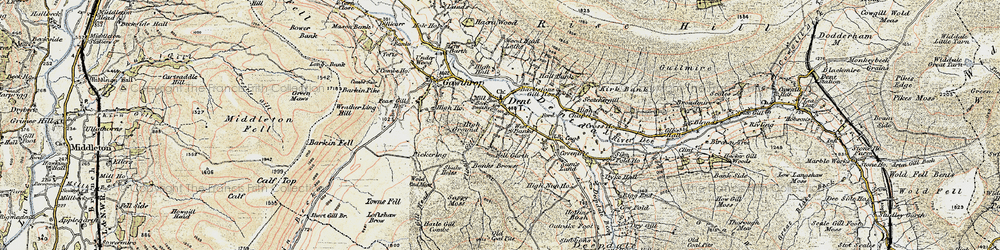 Old map of Dent in 1903-1904