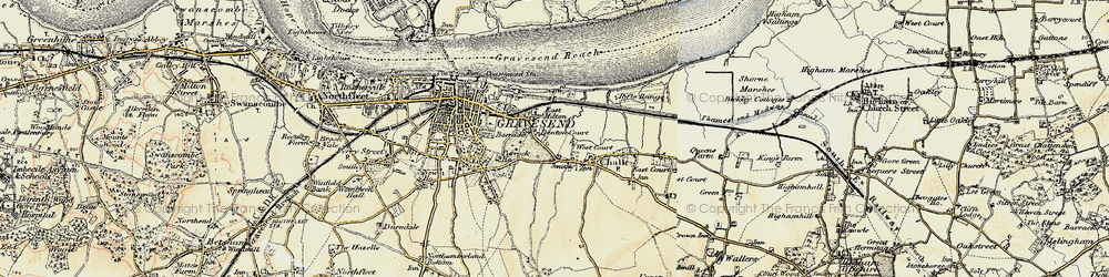 Old map of Denton in 1897-1898