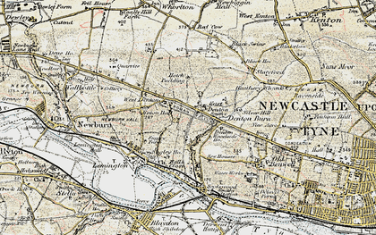 Old map of Denton Burn in 1901-1904
