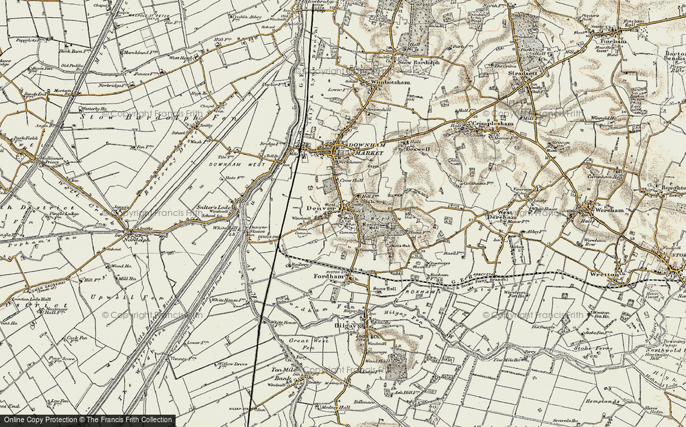 Old Map of Historic Map covering Whin Common in 1901-1902