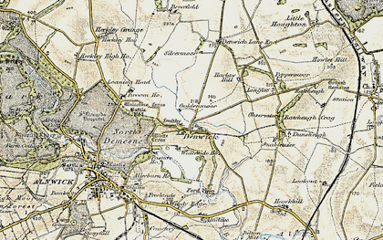 Old map of Denwick in 1901-1903