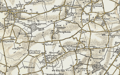 Old map of Deopham in 1901-1902