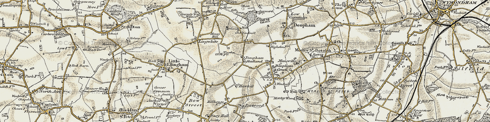 Old map of Deopham Stalland in 1901-1902