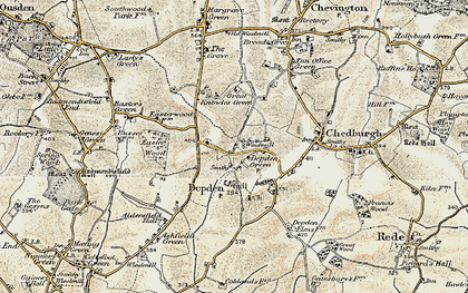 Old map of Depden in 1899-1901