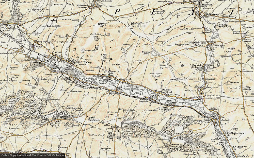 Old Map of Historic Map covering Yarnbury Castle in 1897-1899