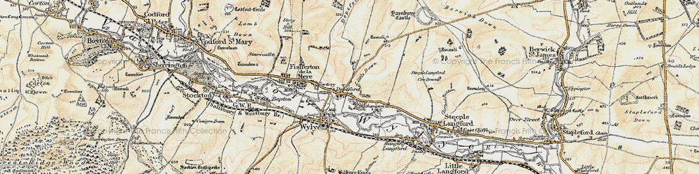 Old map of Yarnbury Castle in 1897-1899