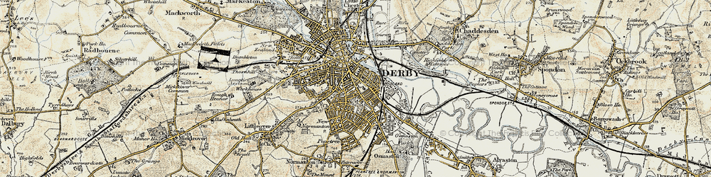 Old map of Derby in 1902-1903