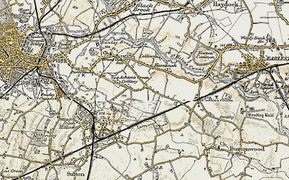 Old map of Derbyshire Hill in 1903