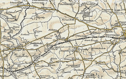 Old map of Derril in 1900
