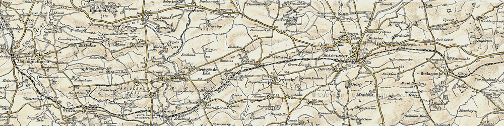 Old map of Derril in 1900
