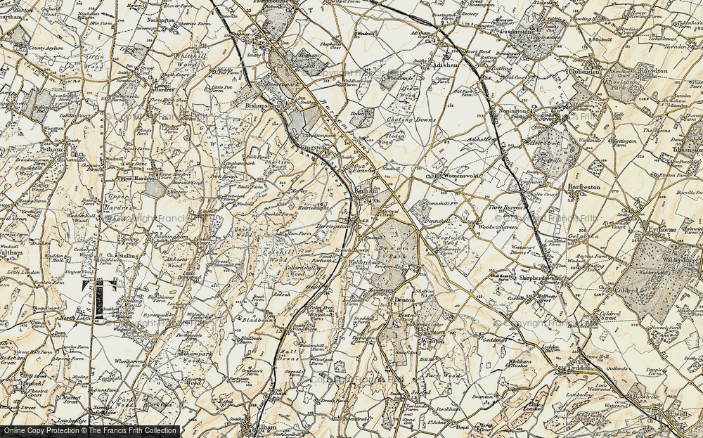 Old Map of Historic Map covering Breach Downs in 1898-1899