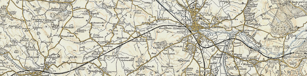 Old map of Derrington in 1902