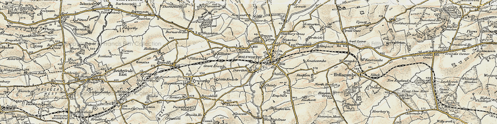 Old map of Derriton in 1900