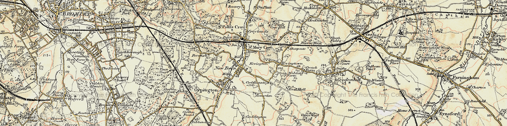 Old map of Derry Downs in 1897-1902