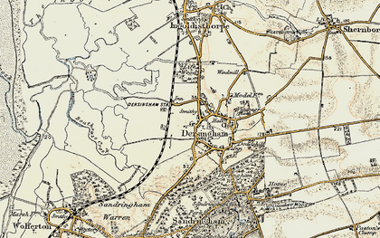 Old map of Dersingham in 1901-1902