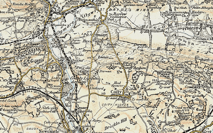 Old map of Derwen in 1899-1900
