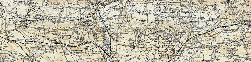 Old map of Derwen in 1899-1900