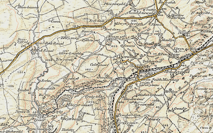 Old map of Derwen in 1902-1903