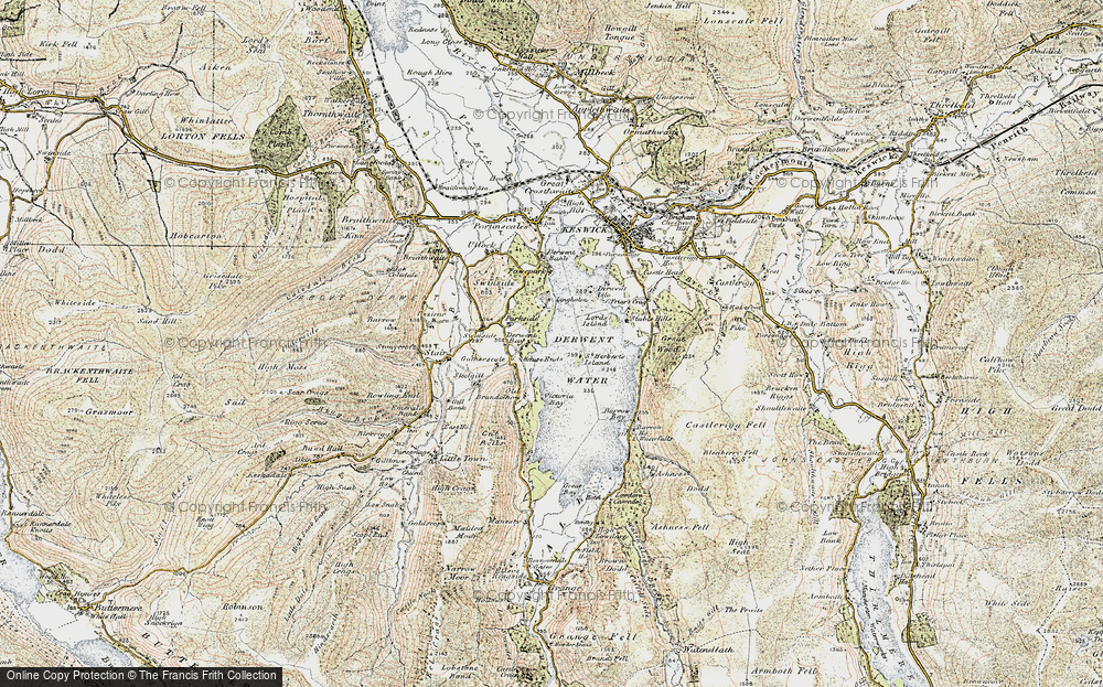 Old Map of Derwent Water, 1901-1904 in 1901-1904
