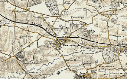 Old map of Desborough in 1901-1902