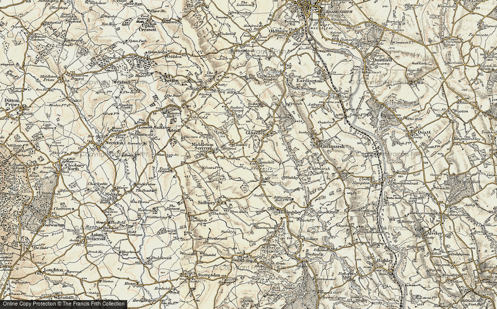 Old Map of Historic Map covering Borle Brook in 1902