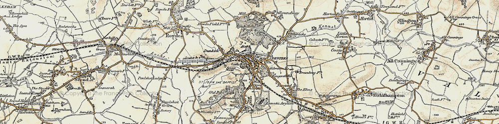Old map of Devizes in 1898-1899