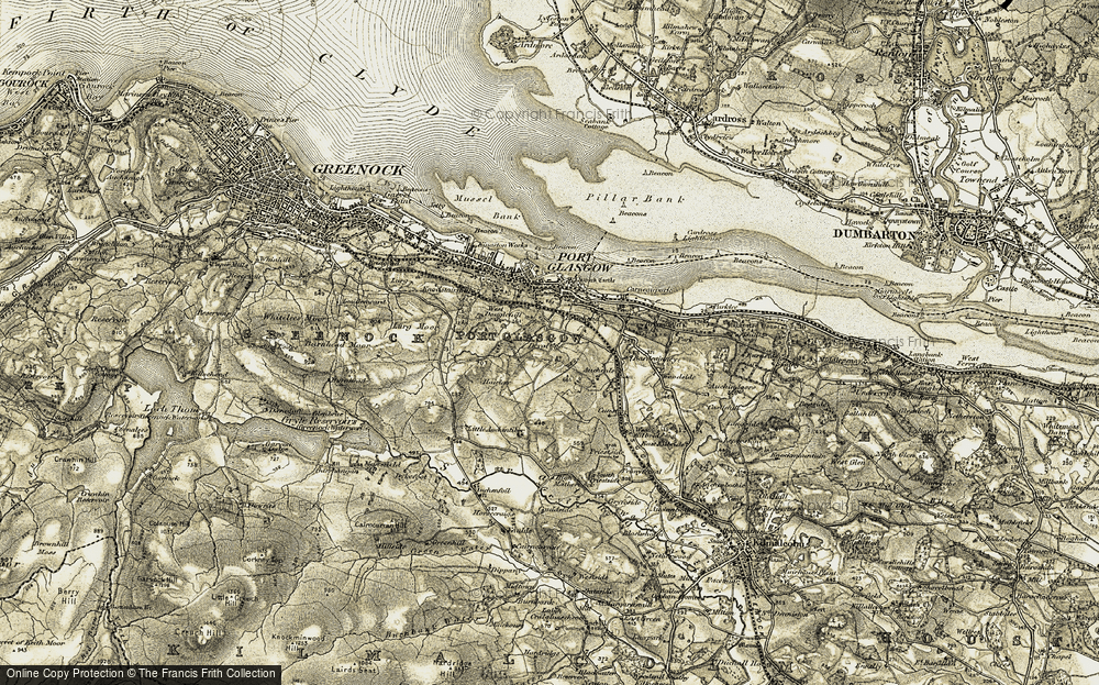 Old Map of Historic Map covering Auchenfoyle in 1905-1906