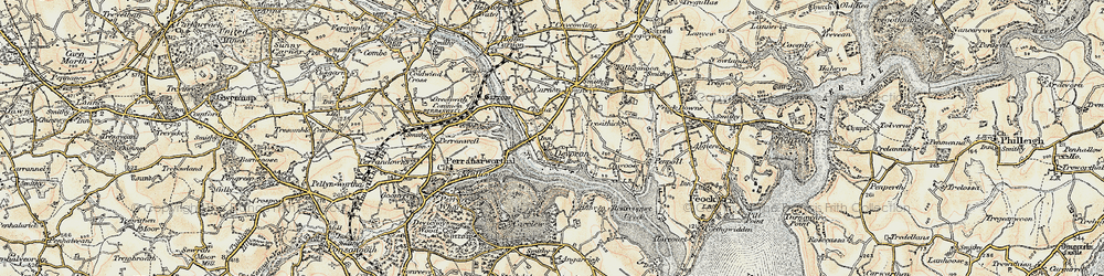 Old map of Devoran in 1900