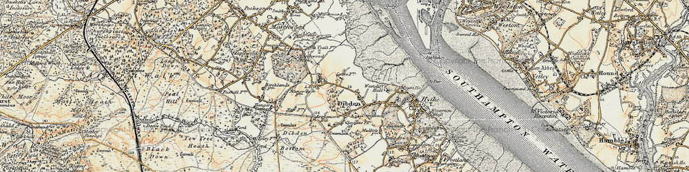 Old map of Dibden in 1897-1909