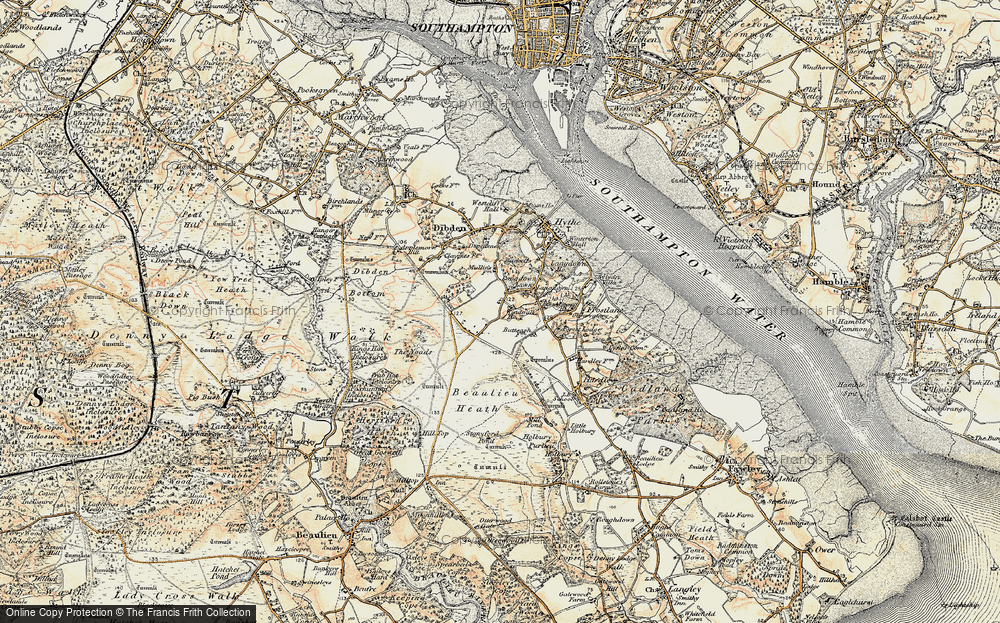 Old Map of Dibden Purlieu, 1897-1909 in 1897-1909