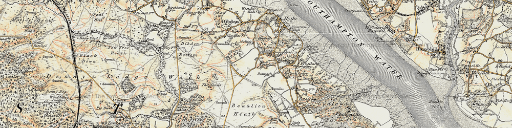 Old map of Dibden Purlieu in 1897-1909