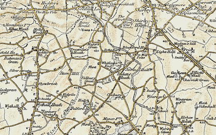 Old map of Dickens Heath in 1901-1902