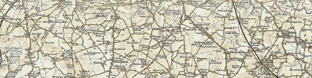 Old map of Dickens Heath in 1901-1902