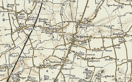 Old map of Dickleburgh in 1901-1902
