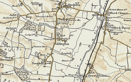 Old map of Diddington in 1898-1901