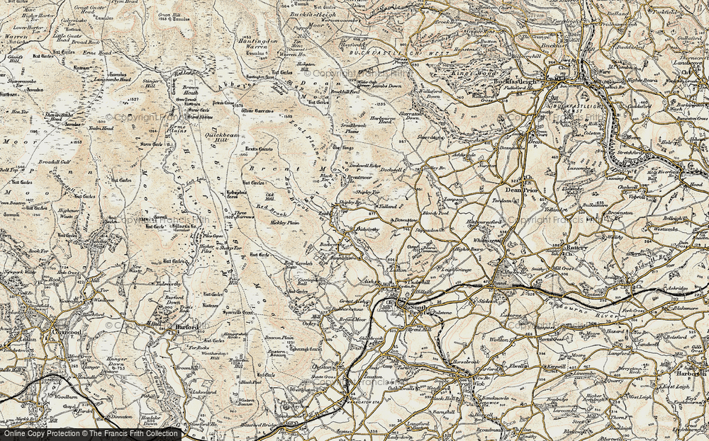 Old Map of Historic Map covering Broad Rushes in 1899-1900