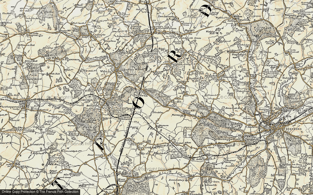 Old Map of Digswell Water, 1898-1899 in 1898-1899