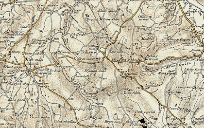 Old map of Afon Feinog in 1901-1903