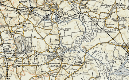 Old map of Dilham in 1901-1902