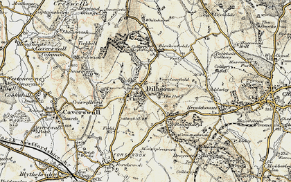 Old map of Dilhorne in 1902