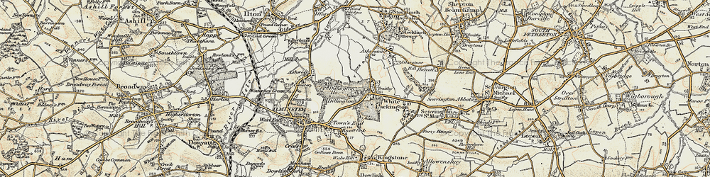 Old map of Dillington in 1898-1900