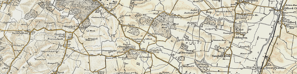 Old map of Dillington in 1898-1901