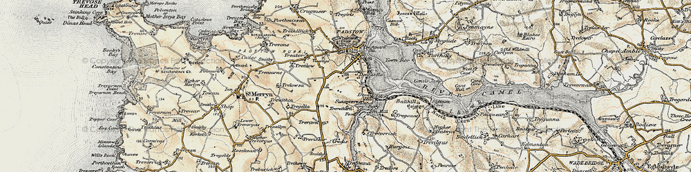 Old map of Dinas in 1900