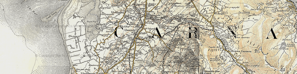Old map of Dinas in 1903-1910