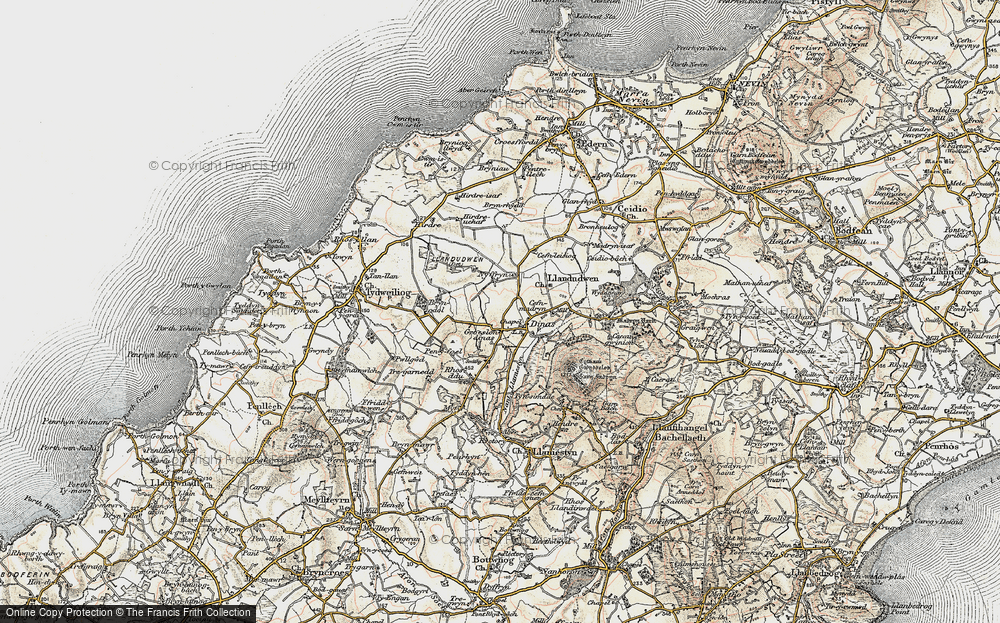 Old Map of Historic Map covering Wyddgrug in 1903