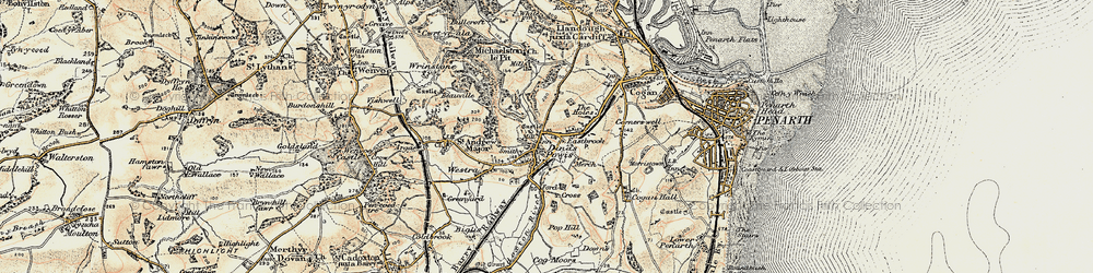 Old map of Dinas Powis in 1899-1900