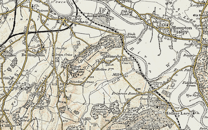 Old map of Dinedor in 1899-1901
